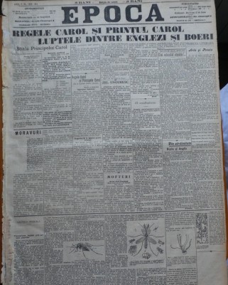 Ziarul Epoca, 6 Octombrie 1899 ; Regele Carol si printul Carol ; Africa foto
