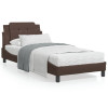 VidaXL Cadru de pat cu lumini LED, maro, 80x200 cm, piele ecologică