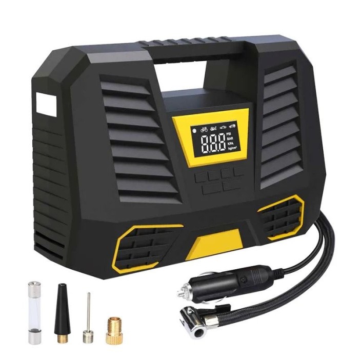 Compresor portabil CARSUN C1808, Display digital LED, DC 12V, 100W, Cablu alimentare 3 m, Oprire automata, Negru