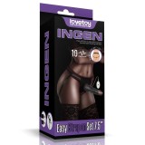 Strap-on cu ham si curea reglabile, prevazut cu un vibrator realist Vibrating, Lovetoy