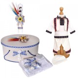 Set national, trusou botez, cutie trusou, lumanare si costum traditional