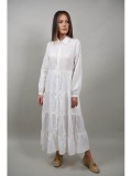 ROCHIE BOHO CHIC LUNGA TIP CAMASA DIN BUMBAC OPALARA Alb M-L