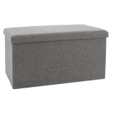Bancuta hol cufar cu spatiu de depozitare material textil Greatness gri 76x38x38cm