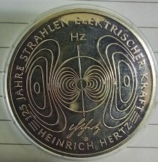 (A111) MONEDA DIN ARGINT GERMANIA - 10 EURO 2013, LIT. G, 125 ANI DE LA DESCOPERIREA RADIATIEI ELECTROMAGNETICE DE HEINRICH HERTZ, STARE PROOF