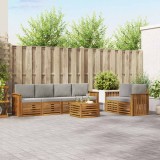 vidaXL Set de canapele de exterior 7 pcs Gri natural și deschis 3374406