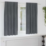Perdele Catifea Gri Deschis 140x175 cm vidaXL (2 buc) Draperii Blackout Opace Interior Design Modern