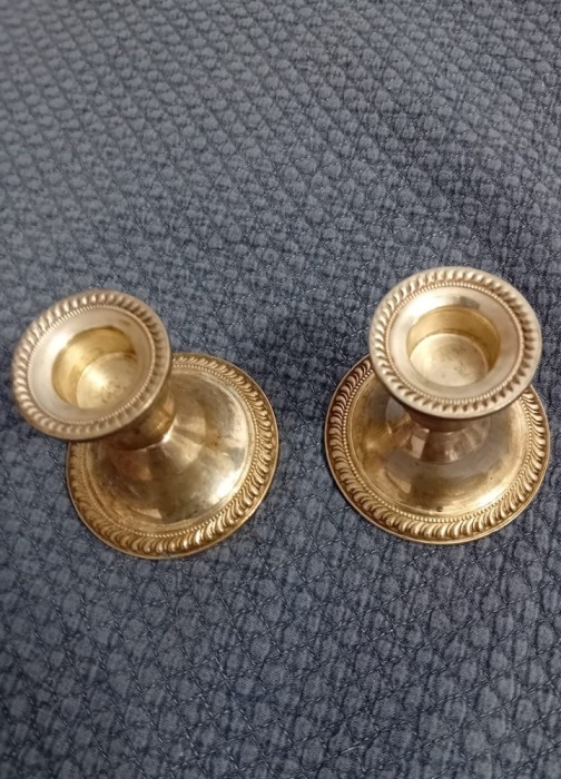 Doua suporturi de lumanare din argint 925