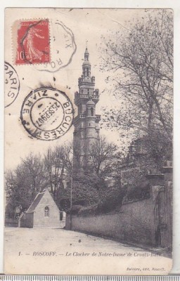 bnk cp Franta Roscoff - carte postala circulata catre Bucuresti 1907 foto