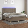 VidaXL Pat cu arcuri, saltea și LED, gri taupe, 180x200 cm, textil 3135777