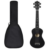 vidaXL Set ukulele Soprano pentru copii, cu husă, negru, 23&quot;
