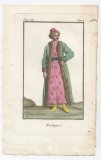 Gravura color Domn Valah 1788 Valahia Romania