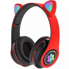 Casti audio wireless pentru copii, Cat Paw Ear, rosu OMC