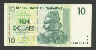 ZIMBABWE 10 DOLARI DOLLARS 2007 [4] P-67 , VF++ foto