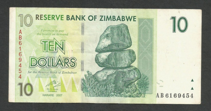 ZIMBABWE 10 DOLARI DOLLARS 2007 [4] P-67 , VF++