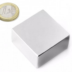 Magnet neodim bloc, 40x40x20 mm, putere 60 kg, N42