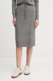 United Colors of Benetton fustă cu l&acirc;nă culoarea gri, midi, drept, 112HD001V