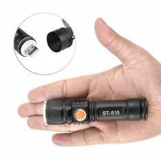 Mini Lanterna LED full metal si Incarcare Directa USB BL 515+ cadou foto