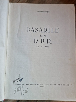 Pasarile din RPR - Dionisie Lintia Vol.III foto