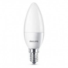 Bec LED Philips Candle, 5.5 W, 2700 K, 470 Lumeni, 220 V, E14, alb cald, 15000 ore, clasa energetica A+ foto