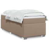 vidaXL Pat box spring cu saltea, cappuccino, 100x200cm piele ecologică 3285200