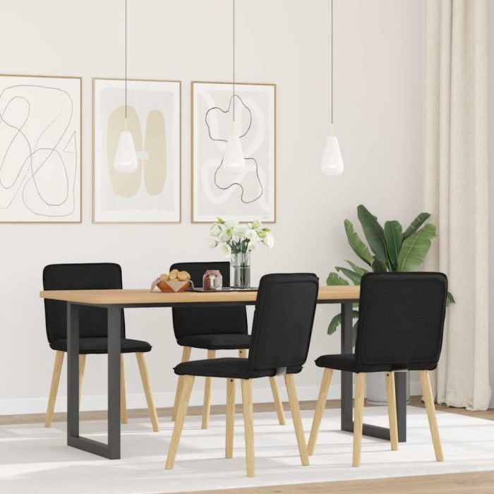 vidaXL Scaune de bucătărie, 4 buc., negru, material textil 3315322