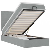 Cumpara ieftin Cadru de pat otoman cu saltea tesatura gri deschis 90x190cm