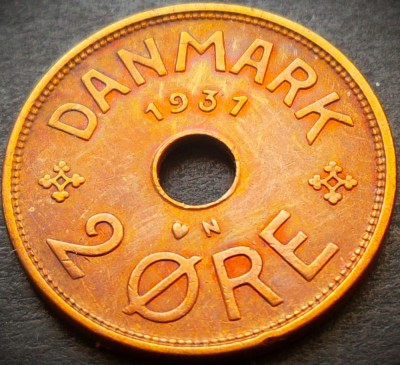 Moneda istorica 2 ORE - DANEMARCA, anul 1931 *cod 3405 - EXCELENTA foto
