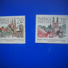 HOPCT TIMBRE SUEDIA MNH 976 ORASE NORDIA 86 -2 VALORI 1986-NESTAMPILAT