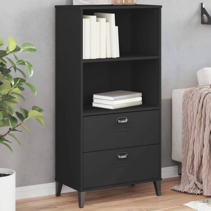Gossi biblioteca &bdquo;viken&rdquo;, negru, 60x35x123 cm, lemn prelucrat