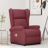 VidaXL Fotoliu de masaj cu ridicare, roșu vin, material textil