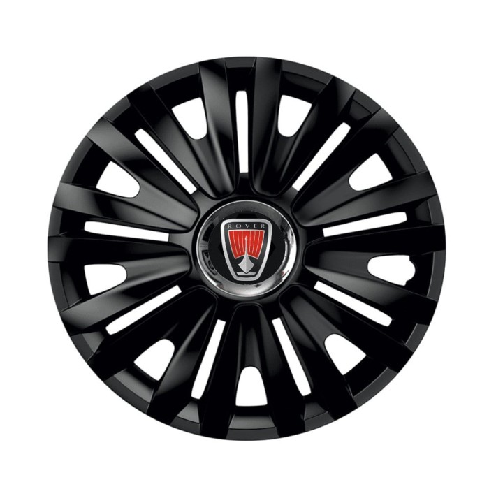 Set 4 capace roti Negre Cu Inel Cromat Royal pentru gama auto Rover