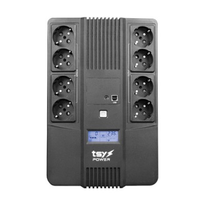 UPS TSY Power, 1000VA/600W, LCD, line interactive, 8 x Schuko TSY-D-1K0-LCD SafetyGuard Surveillance foto
