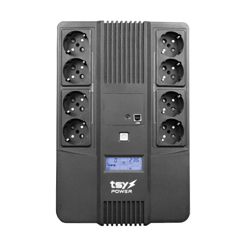 UPS TSY Power, 1000VA/600W, LCD, line interactive, 8 x Schuko TSY-D-1K0-LCD SafetyGuard Surveillance