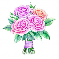 Sticker decorativ, Trandafiri, Roz, 60 cm, 10830ST foto