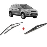 Cumpara ieftin Set 3 stergatoare FORD KUGA I 2008 - 2019, pentru parbriz si luneta, Valeo Silencio
