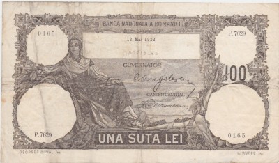 ROMANIA 100 LEI 1932 aVF foto