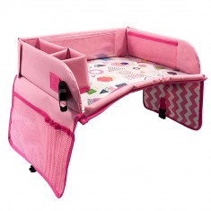 Masa portabila de copii, cu buzunare, pentru masina, pink