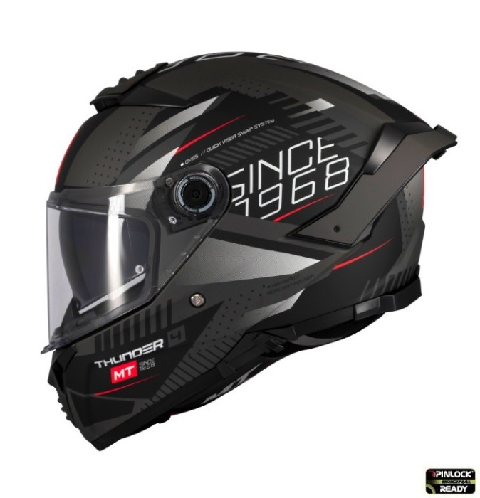 Casca integrala pentru scuter - motocicleta MT Thunder 4 SV Luminence D1 negru/gri mat (ochelari soare integrati) &ndash; tip viziera: MT-V-28B XXL (63/64cm