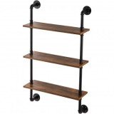 Raft metalic cu 3 x polite incluse din lemn, Vivatechnix Industrial, 630 x 205 x 1065 mm