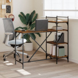 Gossi birou pentru computer cu rafturi stejar fumuriu 120x47x109 cm