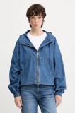 Tommy Jeans jachetă de bumbac culoarea bleumarin, de tranziție, oversize, DW0DW21064