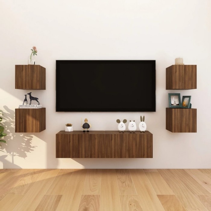 Dulapuri TV suspendate, 8 buc. stejar maro, 30,5x30x30 cm