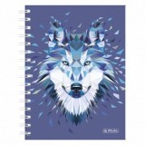 Caiet A5 cu spirala, 100 file, patratele, motiv Wild Animals Wolf