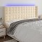 vidaXL Tăblie de pat cu LED, crem, 163x16x118/128 cm, textil 3124493