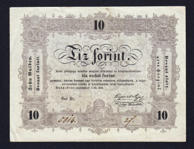 Ungaria / Romania 10 Forint 1848 VF+ , scris in chirilica / romana veche . Rara foto