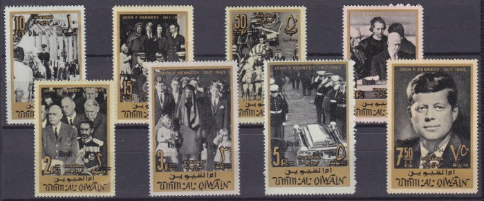 DB1 Umm al Quiwain Inmormantare Kennedy Supratipar Valori noi 8 v. MNH