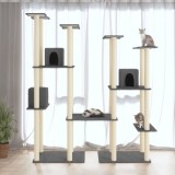 VidaXL Ansamblu pisici cu st&acirc;lpi din funie de sisal, gri &icirc;nchis 174 cm
