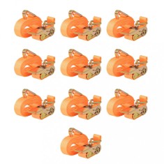 vidaXL Chingi fixare cu clichet, 10 buc, 0,4 tone, 6mx25mm, portocaliu