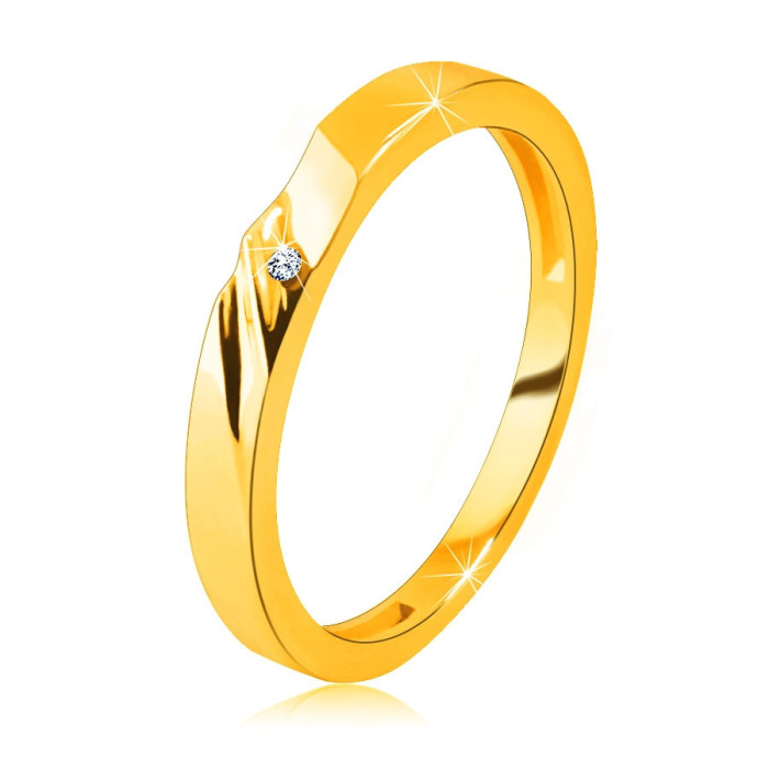 Verighetă din aur de 14K &ndash; inel cu tăieturi fine, zirconiu mic - Marime inel: 54