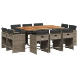 Cumpara ieftin Set mobilier de gradina cu perne, 11 piese, gri, poliratan
